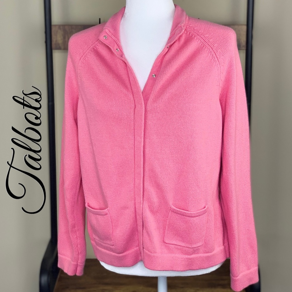 TALBOTS 100% PIMA COTTON KNIT OPEN POCKET CARDIGAN